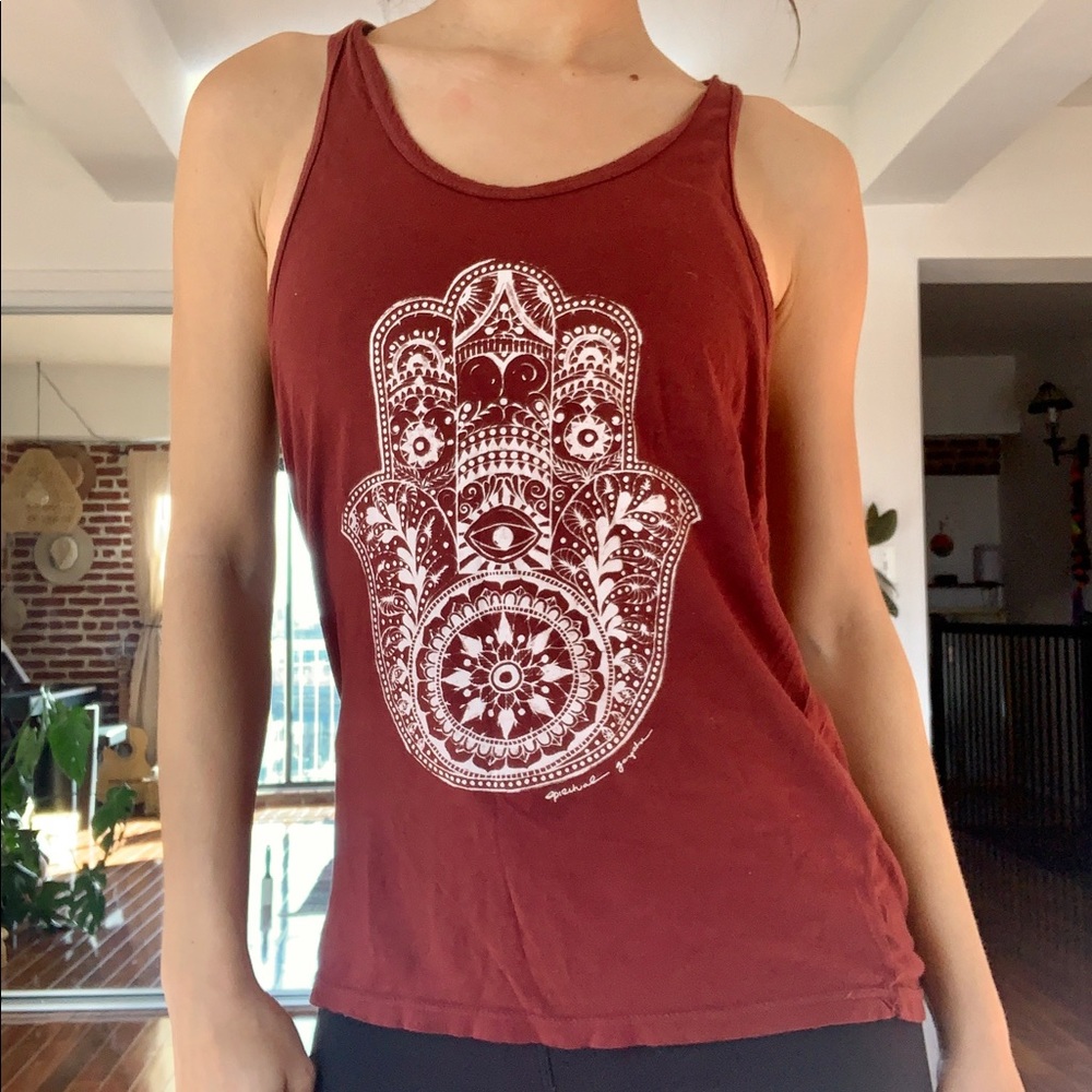 Spiritual Gangster hamsa tank in maroon